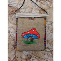Sac chanvre ghéri broderie champignon