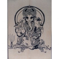 Tenture Bada Ganapati noir et beige