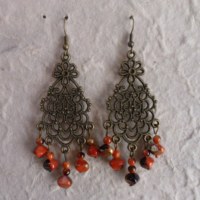 Pendants d'oreilles oranges/noirs Sunee