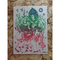 Carte Apsara et l'éléphant rouge/vert