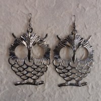 Boucles d'oreilles grises hibou maître bois