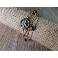 Tour de poignet beige peace and love