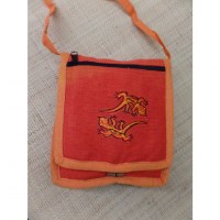 Sac passeport orange salamandres brodées