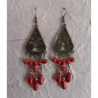 Boucles d'oreilles Boussaba rouges