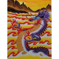 Tenture/paréo dragon des montagnes tout feu tout flamme