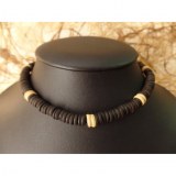 Collier gelombang noir/beige