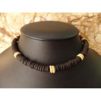 Collier gelombang noir/beige