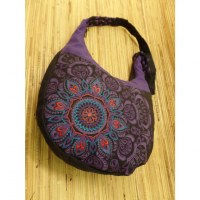 Besace luna noire fleur mauve