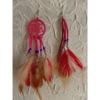 Boucles d'oreilles rose foncé dreamcatcher originality 