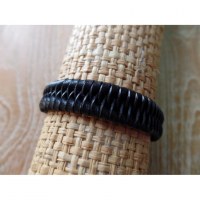 Bracelet cuir tressé 1 noir