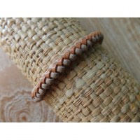 Bracelet rond cuir tressé beige