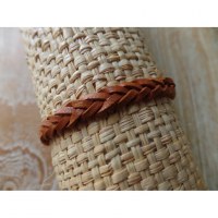 Bracelet cuir tressé Tyas chamois