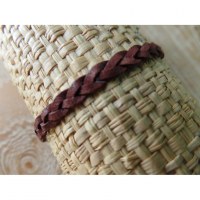 Bracelet cuir tressé Tyas chocolat