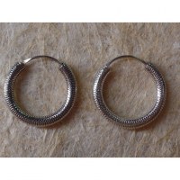 Créoles écailles rondes argent 20 mm