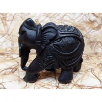 Eléphant trompe en bas résine noire