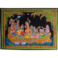 Petite tenture Krishna en bateau