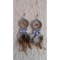 Pendants d'oreilles gris/bleu mak'i