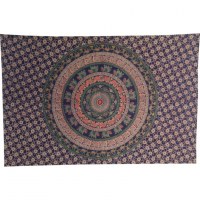 Tenture mandala éléphants/dromadaires marine