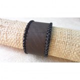 Bracelet cuir marron liseré