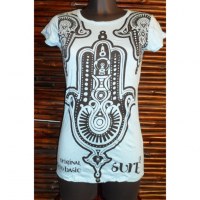 Tee shirt femme khamsa bleu