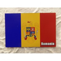 Aimant drapeau Roumanie avec blason