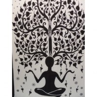 Tenture yogi arbre de vie noir et blanc