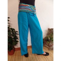 Pantalon thaï bleu revers rayong 