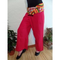 Pantalon thaï revers seventie Koh Samui rouge