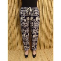 Pantalon Buriram bleu marine/écru éléphants