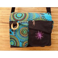 Besace Tansen noir et bleu soleil rayonnant mauve