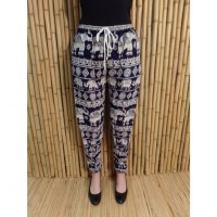 Pantalon Buriram bleu nuit/écru éléphants