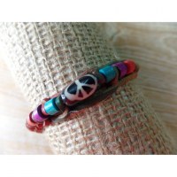 Bracelet perle baton peace & love coloré 1