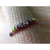 Bracelet perle baton peace & love gris