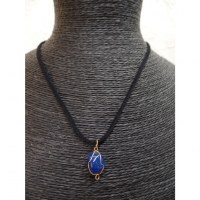 Collier cordon pendentif quartz bleu