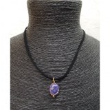 Collier cordon pendentif agate violette
