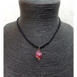 Collier cordon pendentif agate rose