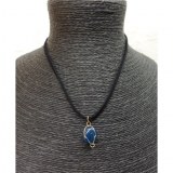 Collier cordon pendentif agate bleue