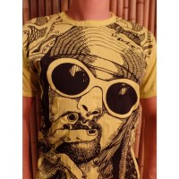 Tee shirt jaune vif Kurt Cobain 
