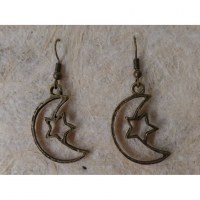 Pendants d'oreilles lune et étoile