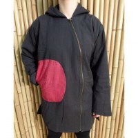 Veste ethnik noir poche rouge