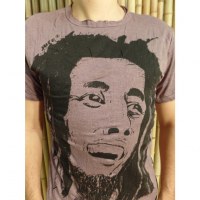 Tee shirt visage Bob Marley prune