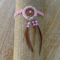 Bracelet dreamcatcher macramé rose