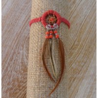 Bracelet dreamcatcher macramé rouge