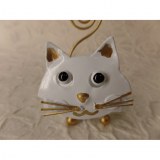 Chat blanc porte photo en métal