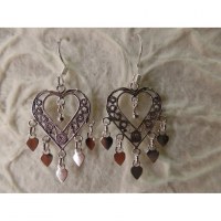 Boucles d'oreilles ethnik coeurs pampilles coeurs