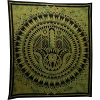 Tenture maxi khamsa fleur de lotus vert