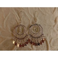 Boucles d'oreilles ethnik double cercles pampilles étoiles