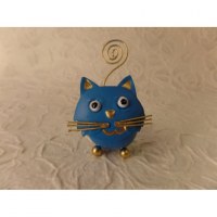 Chat bleu porte photo en métal