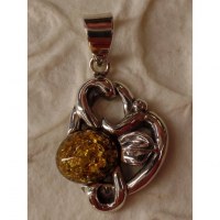 Pendentif flore argent et ambre 