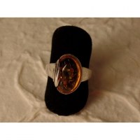 Bague chic argent et ambre